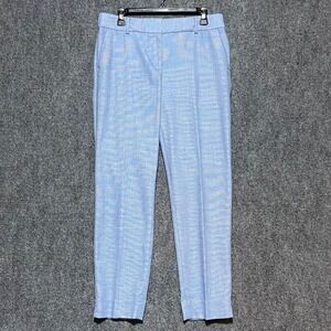 Talbots Hampshire Ankle Pant Women's 8 Light Blue Textured Slim Leg Trousers